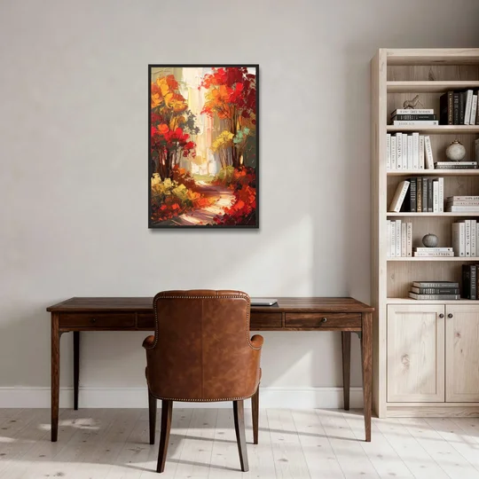Traverse City Autumn Foliage - Black Framed Canvas Wall Art - Office - 24x36