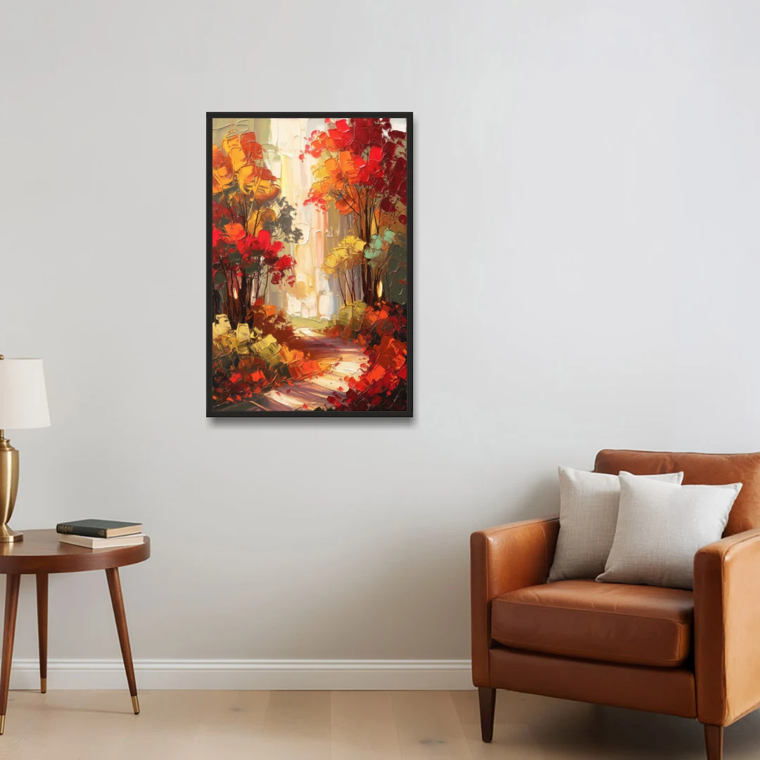 Traverse City Autumn Foliage - Black Framed Canvas Wall Art - Sofa - 24x36
