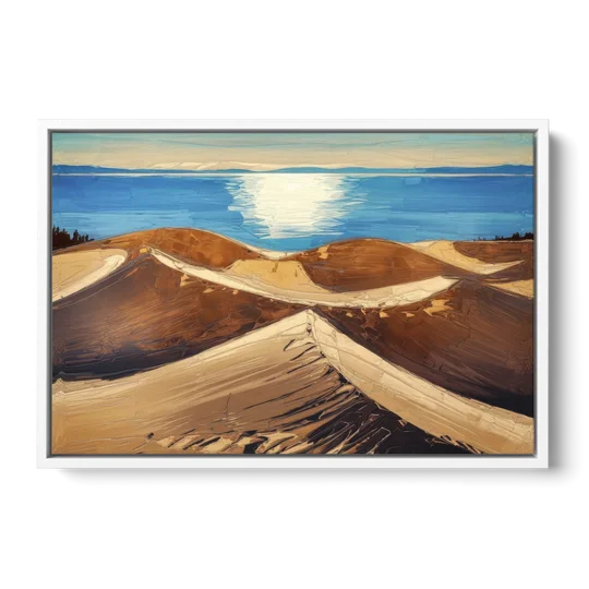 Traverse City Sleeping Bear Dunes - White Framed Canvas Wall Art - Front