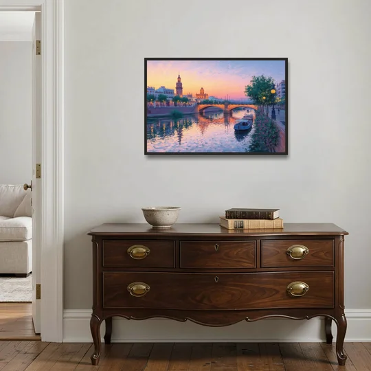 Triana Twilight - Black Framed Canvas Wall Art - Coffee Table - 36x24
