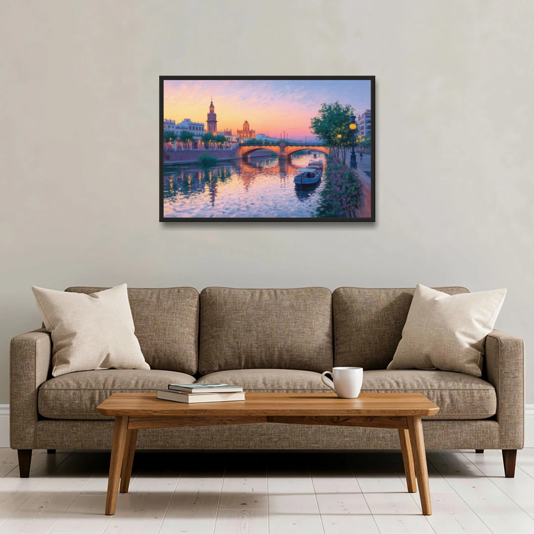 Triana Twilight - Black Framed Canvas Wall Art - Sofa - 36x24