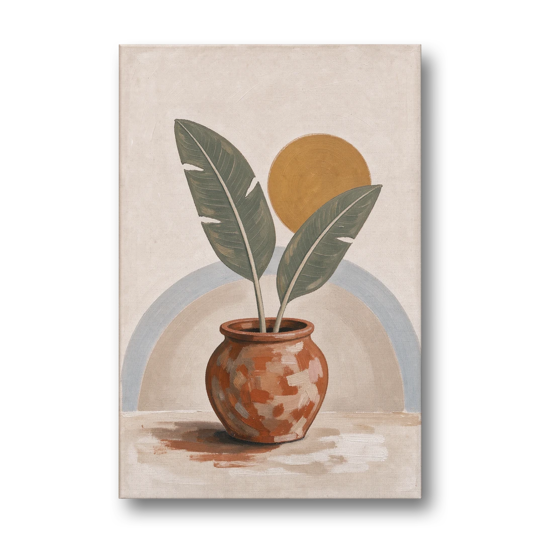 Tropical Plants Wall Art with a Honey Sun - Canvas Wall Art - Front