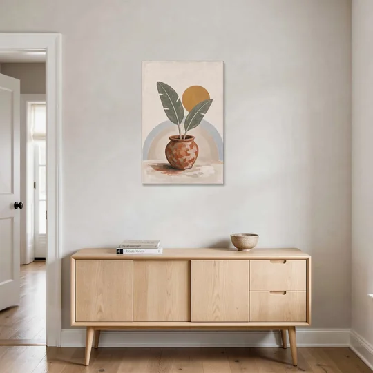 Tropical Plants Wall Art with a Honey Sun - Canvas Wall Art - Coffee Table - 24x36