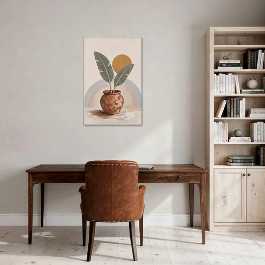 Tropical Plants Wall Art with a Honey Sun - Canvas Wall Art - Office - 24x36
