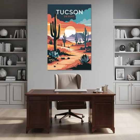 Tucson Desert Sunset - Canvas Wall Art - Office - 40x60