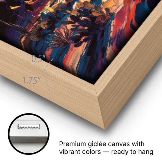 Tucson Night Sky - Oak Framed Canvas Wall Art - Gallery Wrap Corner