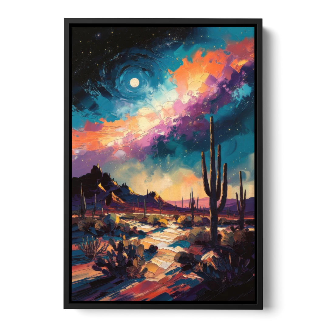 Tucson Night Sky - Black Framed Canvas Wall Art - Front