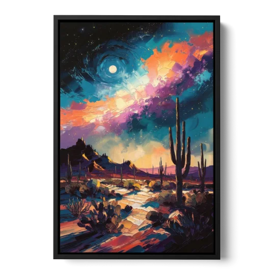 Tucson Night Sky - Black Framed Canvas Wall Art - Front