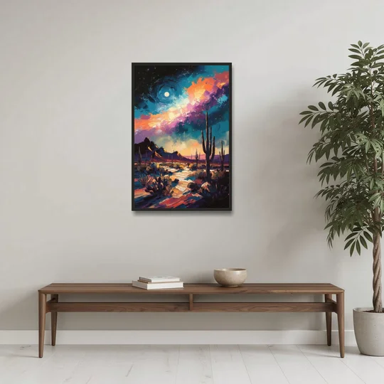 Tucson Night Sky - Black Framed Canvas Wall Art - Coffee Table - 24x36