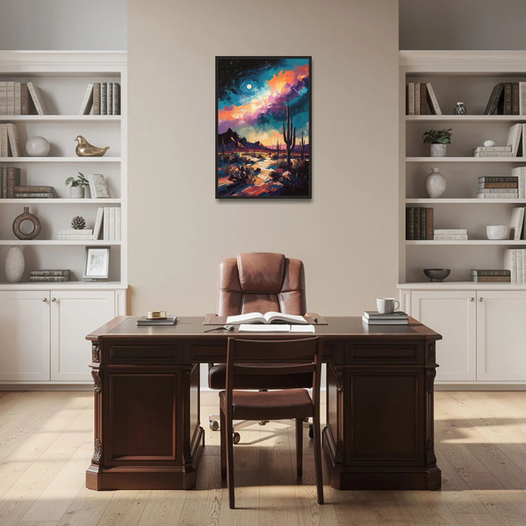 Tucson Night Sky - Black Framed Canvas Wall Art - Office - 24x36