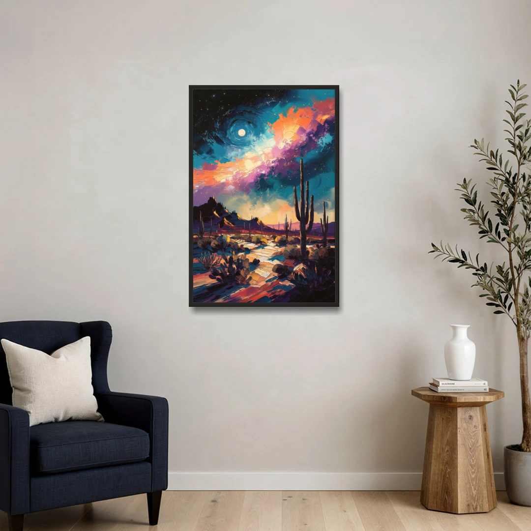 Tucson Night Sky - Black Framed Canvas Wall Art - Sofa - 24x36