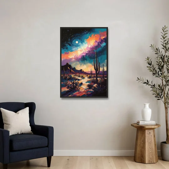 Tucson Night Sky - Black Framed Canvas Wall Art - Sofa - 24x36