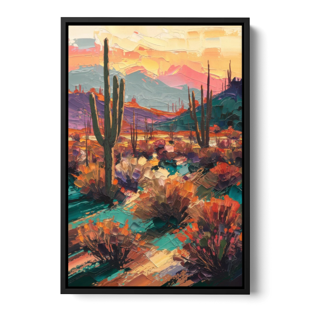 Tucson Sonoran Desert - Black Framed Canvas Wall Art - Front