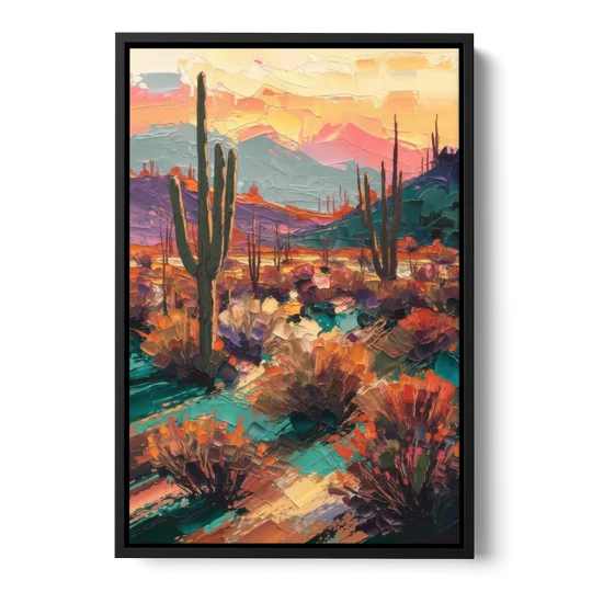 Tucson Sonoran Desert - Black Framed Canvas Wall Art - Front