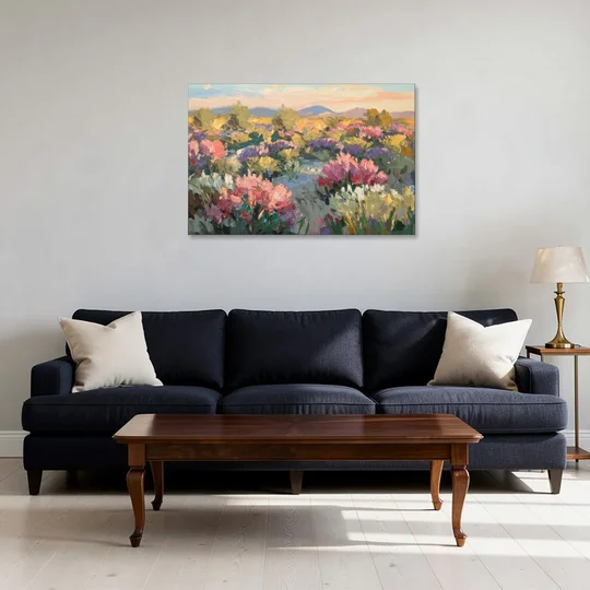 Tucson Wildflower Fields - Canvas Wall Art - Sofa - 36x24