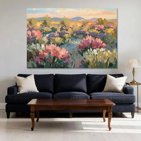Tucson Wildflower Fields - Canvas Wall Art - Sofa - 60x40