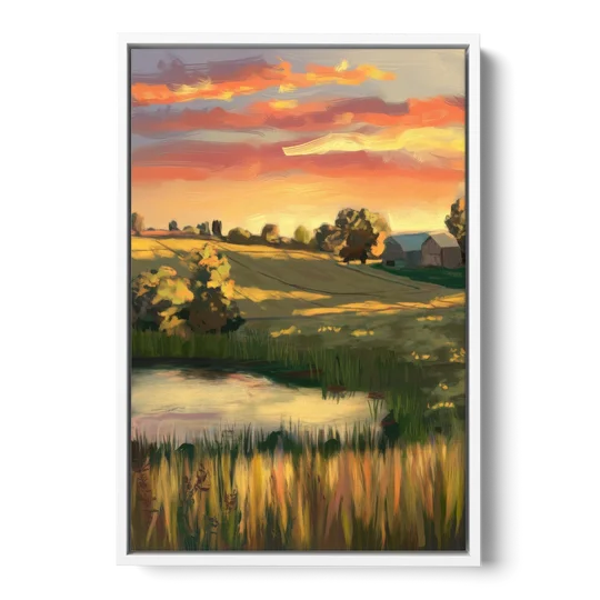 Tulsa Golden Hour - White Framed Canvas Wall Art - Front