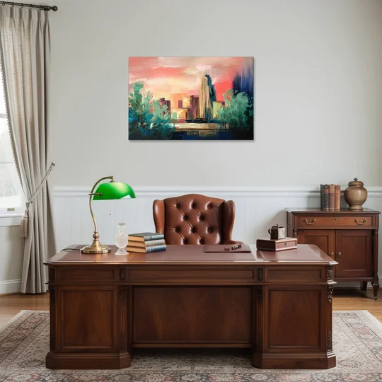 Tulsa Midtown Scenery - Canvas Wall Art - Office - 36x24