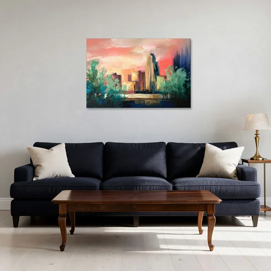 Tulsa Midtown Scenery - Canvas Wall Art - Sofa - 36x24
