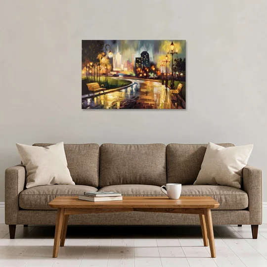Tulsa Night Lights - Canvas Wall Art - Sofa - 36x24