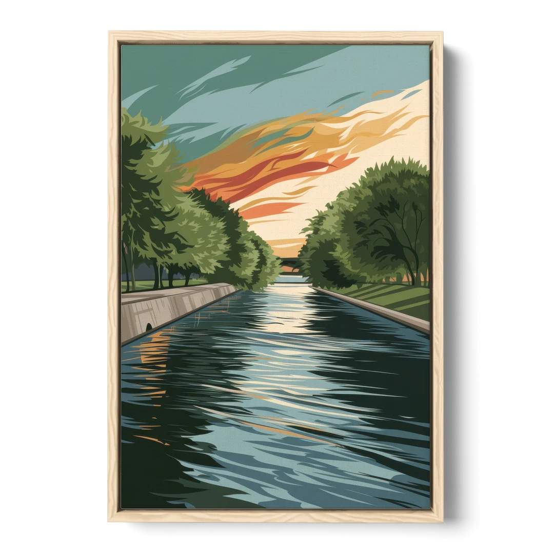 Tulsa Riverfront Views - Oak Framed Canvas Wall Art - Front