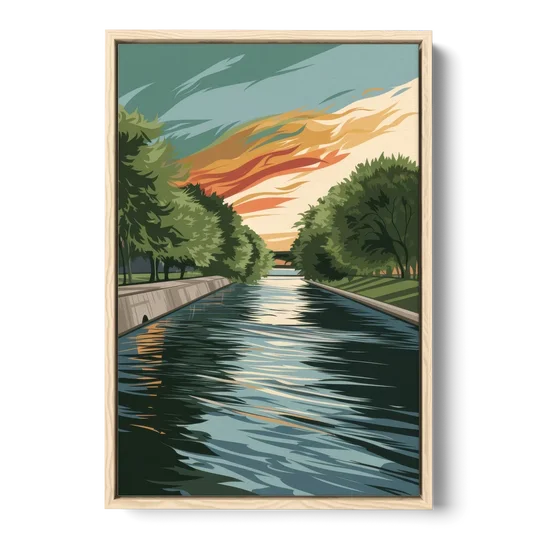 Tulsa Riverfront Views - Oak Framed Canvas Wall Art - Front
