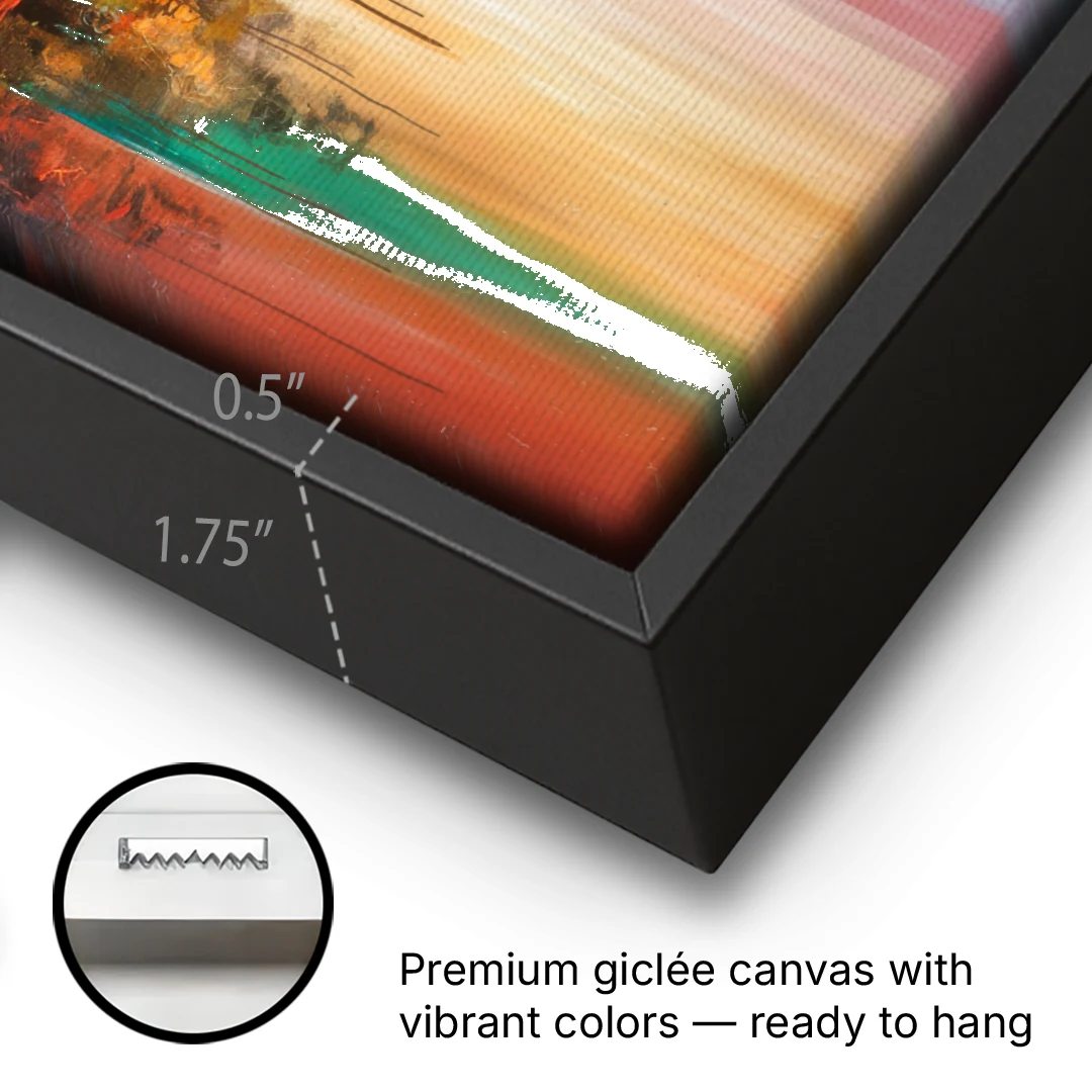 Tulsa Skyline Sunset - Black Framed Canvas Wall Art - Gallery Wrap Corner