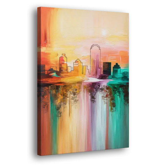 Tulsa Skyline Sunset - Canvas Wall Art - Side