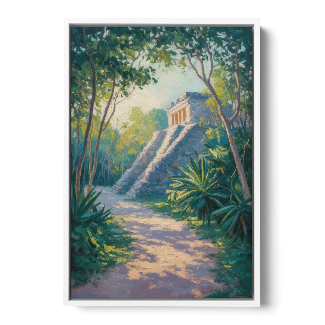 Tulum Jungle Path - White Framed Canvas Wall Art - Front