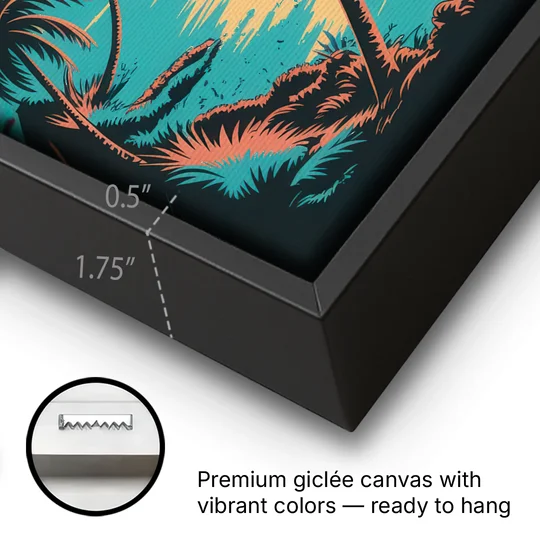 Tulum Palm Shadows - Black Framed Canvas Wall Art - Gallery Wrap Corner
