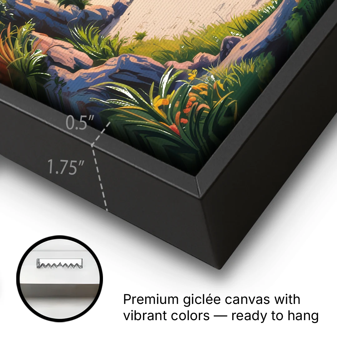 Tulum Sunrise Coast - Black Framed Canvas Wall Art - Gallery Wrap Corner