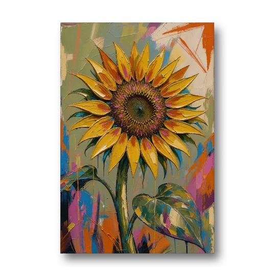Turning Sunflower in Mustard Yellow for the Living Room - Canvas Wall Art - Front