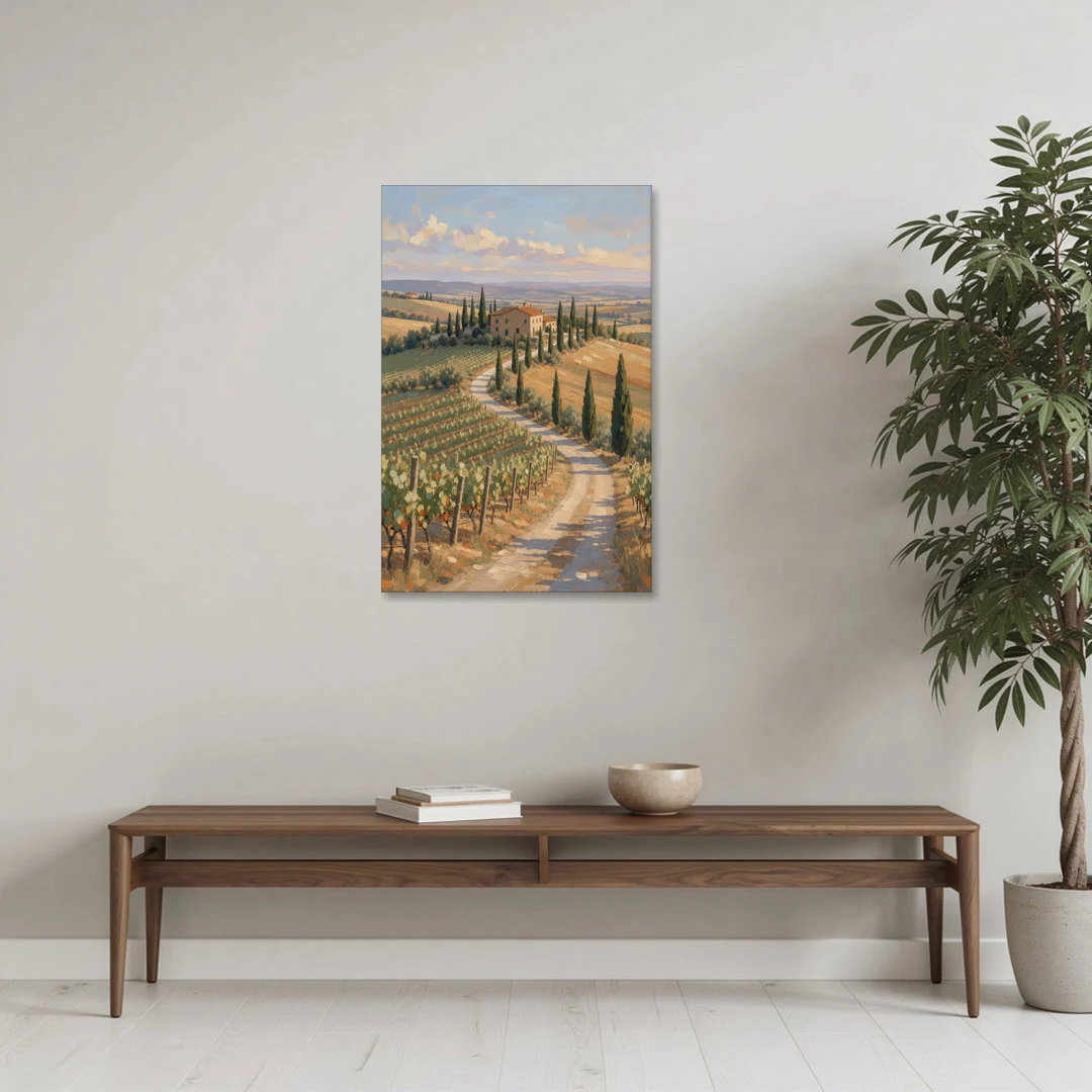 Tuscan Cypress Road to the Farmhouse - Canvas Wall Art - Coffee Table - 24x36