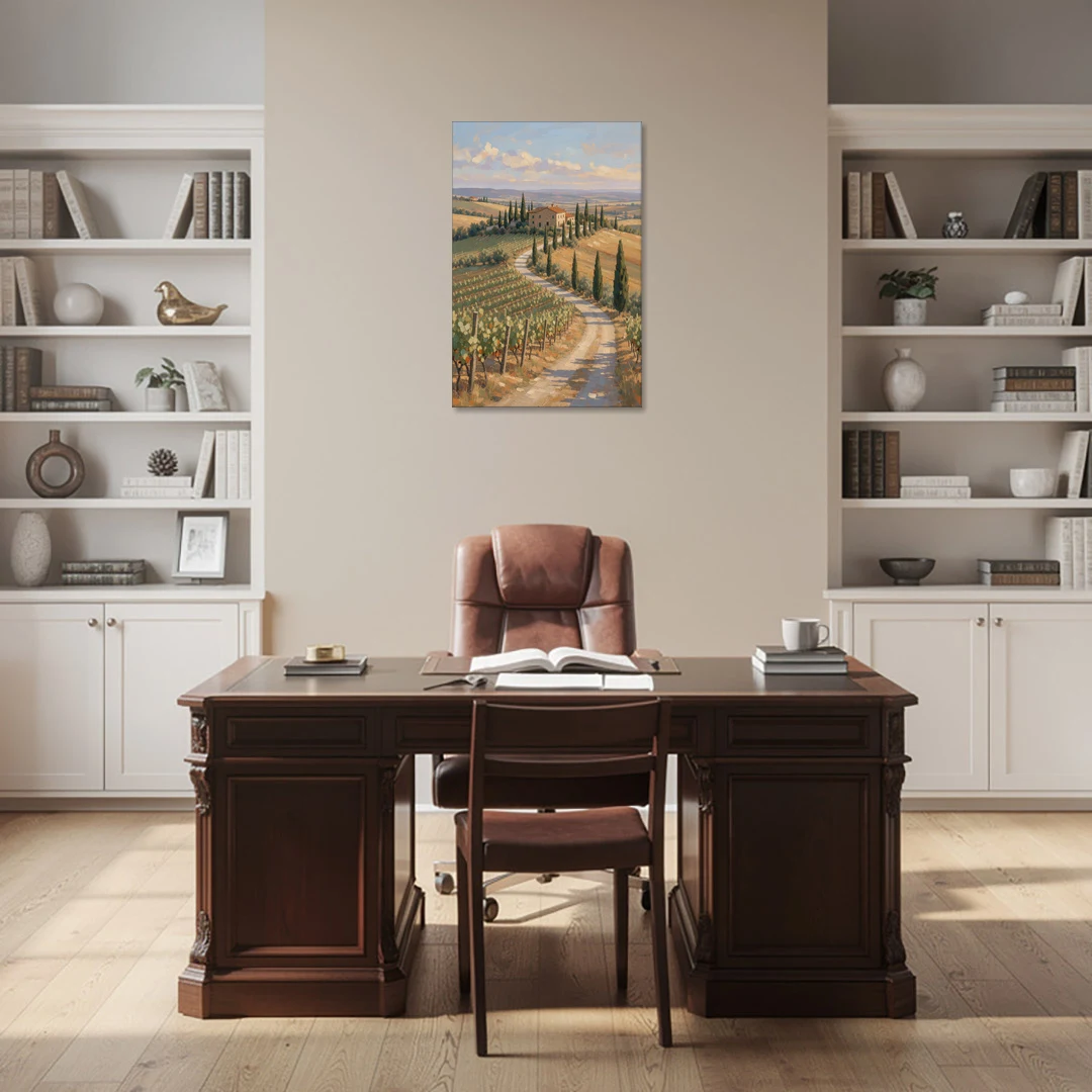 Tuscan Cypress Road to the Farmhouse - Canvas Wall Art - Office - 24x36