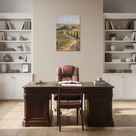 Tuscan Cypress Road to the Farmhouse - Canvas Wall Art - Office - 24x36