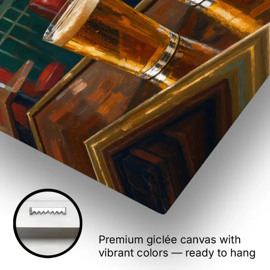 Two Amber Pints at the Brass Rail for the Pub - Canvas Wall Art - Gallery Wrap Corner