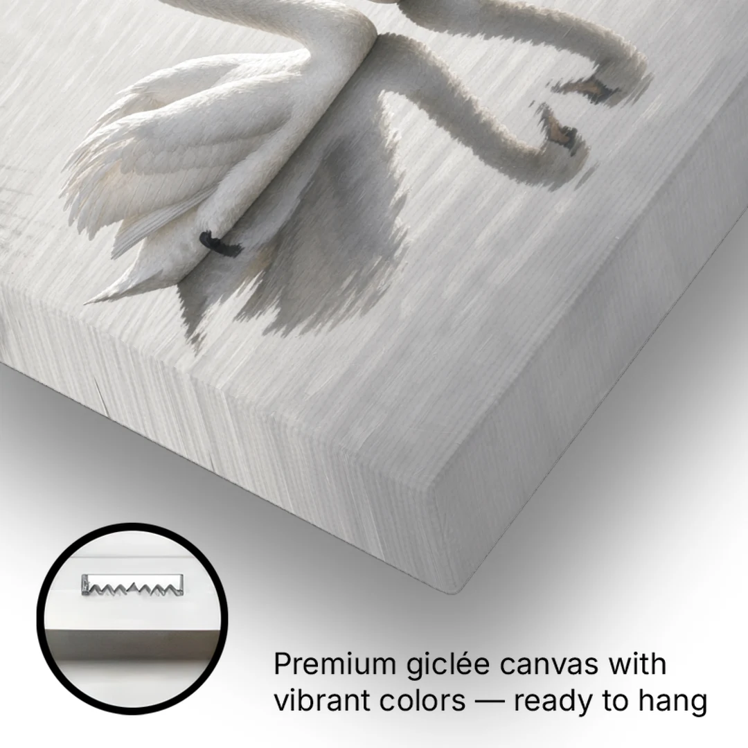 Two Black and White Swans Made for Each Other - Canvas Wall Art - Gallery Wrap Corner
