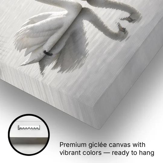 Two Black and White Swans Made for Each Other - Canvas Wall Art - Gallery Wrap Corner
