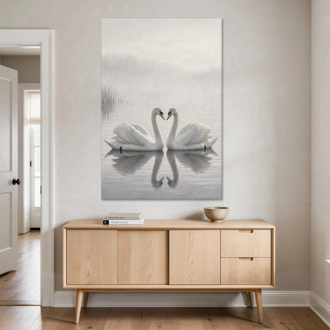 Two Black and White Swans Made for Each Other - Canvas Wall Art - Coffee Table - 40x60