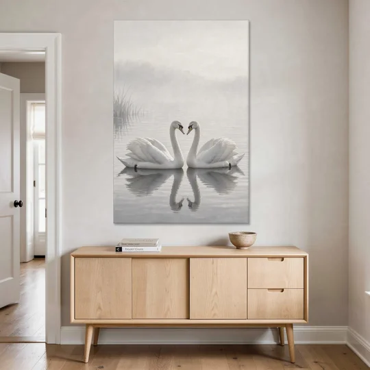 Two Black and White Swans Made for Each Other - Canvas Wall Art - Coffee Table - 40x60