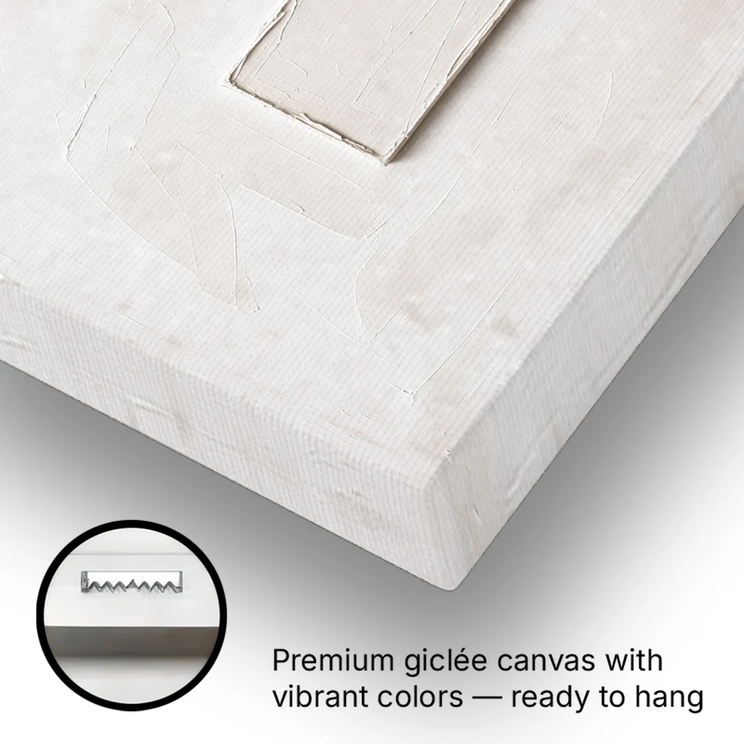 Two Offset Off-White Relief Blocks on Plaster - Canvas Wall Art - Gallery Wrap Corner