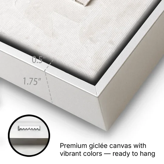 Two Offset Off-White Relief Blocks on Plaster - White Framed Canvas Wall Art - Gallery Wrap Corner