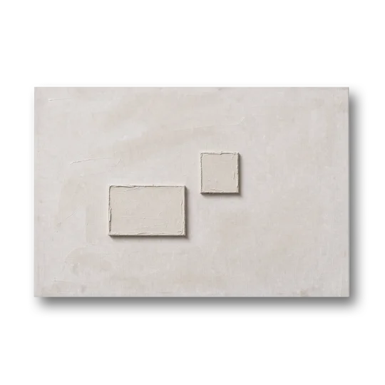 Two Offset Off-White Relief Blocks on Plaster - Canvas Wall Art - Front