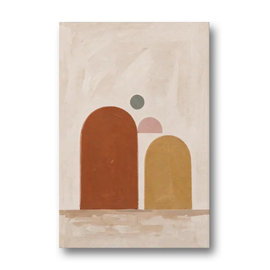 Two Uneven Arches with a Pink Half Sun - Canvas Wall Art - Front
