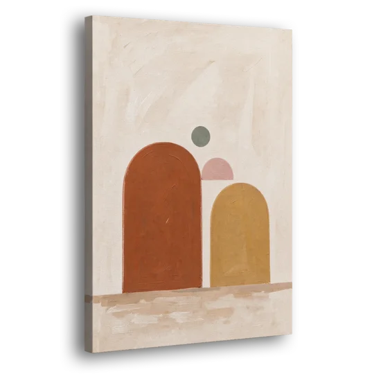 Two Uneven Arches with a Pink Half Sun - Canvas Wall Art - Side