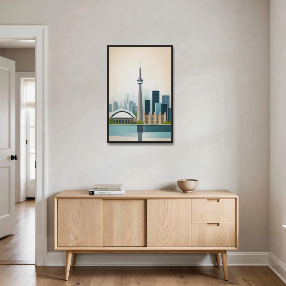 University of Toronto Campus - Black Framed Canvas Wall Art - Coffee Table - 24x36