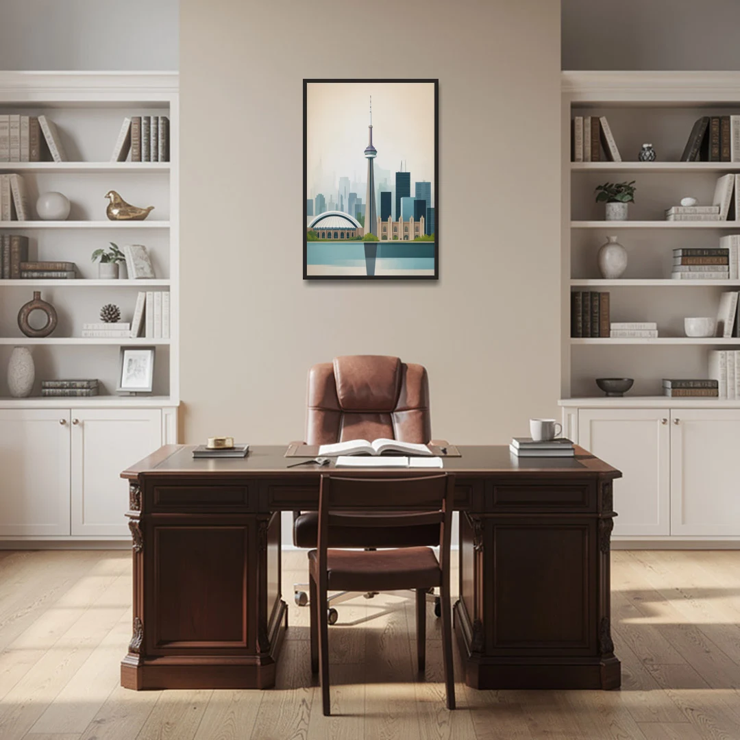 University of Toronto Campus - Black Framed Canvas Wall Art - Office - 24x36