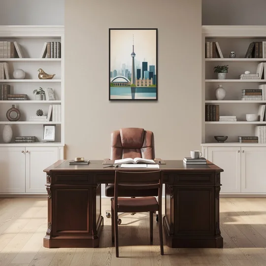 University of Toronto Campus - Black Framed Canvas Wall Art - Office - 24x36