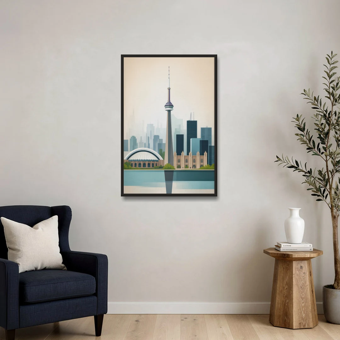 University of Toronto Campus - Black Framed Canvas Wall Art - Sofa - 24x36