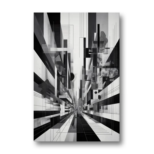 Urban Energy Black and White Abstract - Canvas Wall Art - Front